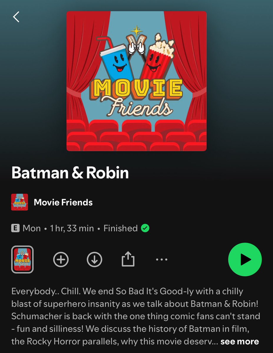 CineKyle 🍿 🎥 (@cine_kyle) on Twitter photo Just finished <a href="/MovieFriendsPod/">Movie Friends</a> episode on Batman & Robin, lots of laughs and I’m glad they revisited it so I didn’t have to 😂 I don’t know if I could bring myself to rewatch it Just finished <a href="/MovieFriendsPod/">Movie Friends</a> episode on Batman & Robin, lots of laughs and I’m glad they revisited it so I didn’t have to 😂 I don’t know if I could bring myself to rewatch it