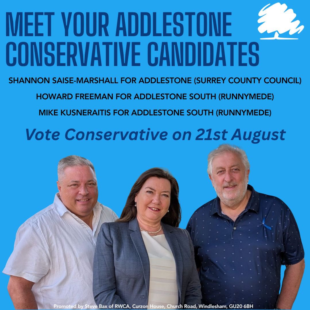 DontLetYourTea's tweet image. Three seat vacancies in Addlestone by-election #voteconservative for financial prudence and local civic leadership.
#runnymede #surrey