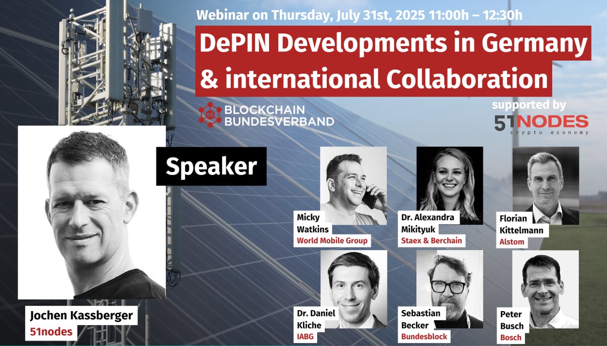 Bundesblock (@bundesblock) on Twitter photo Tomorrow: Join this interesting online round about "DePIN Developments in Germany & international Collaboration" - register here for free linkedin.com/events/depinde… and listen to <a href="/MrTelecoms/">Mr.Telecom</a> / <a href="/jochen_ka/">Jochen Kaßberger</a> / <a href="/alexandrastaex/">Dr. Alexandra Mikityuk</a> / <a href="/sabecker/">Sebastian Becker</a> & other guests! #DePIN #Blockchain #AI Tomorrow: Join this interesting online round about "DePIN Developments in Germany & international Collaboration" - register here for free linkedin.com/events/depinde… and listen to <a href="/MrTelecoms/">Mr.Telecom</a> / <a href="/jochen_ka/">Jochen Kaßberger</a> / <a href="/alexandrastaex/">Dr. Alexandra Mikityuk</a> / <a href="/sabecker/">Sebastian Becker</a> & other guests! #DePIN #Blockchain #AI