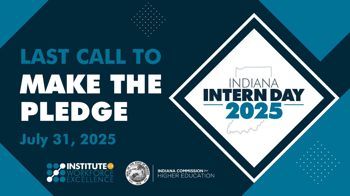 Don't miss your chance to participate in tomorrow's Indiana Intern Day campaign! Whether you're an employer, educator, or intermediary, make the pledge to recognize Indiana's interns. 

Fill out the pledge form and receive your free digital content kit: bit.ly/internday25