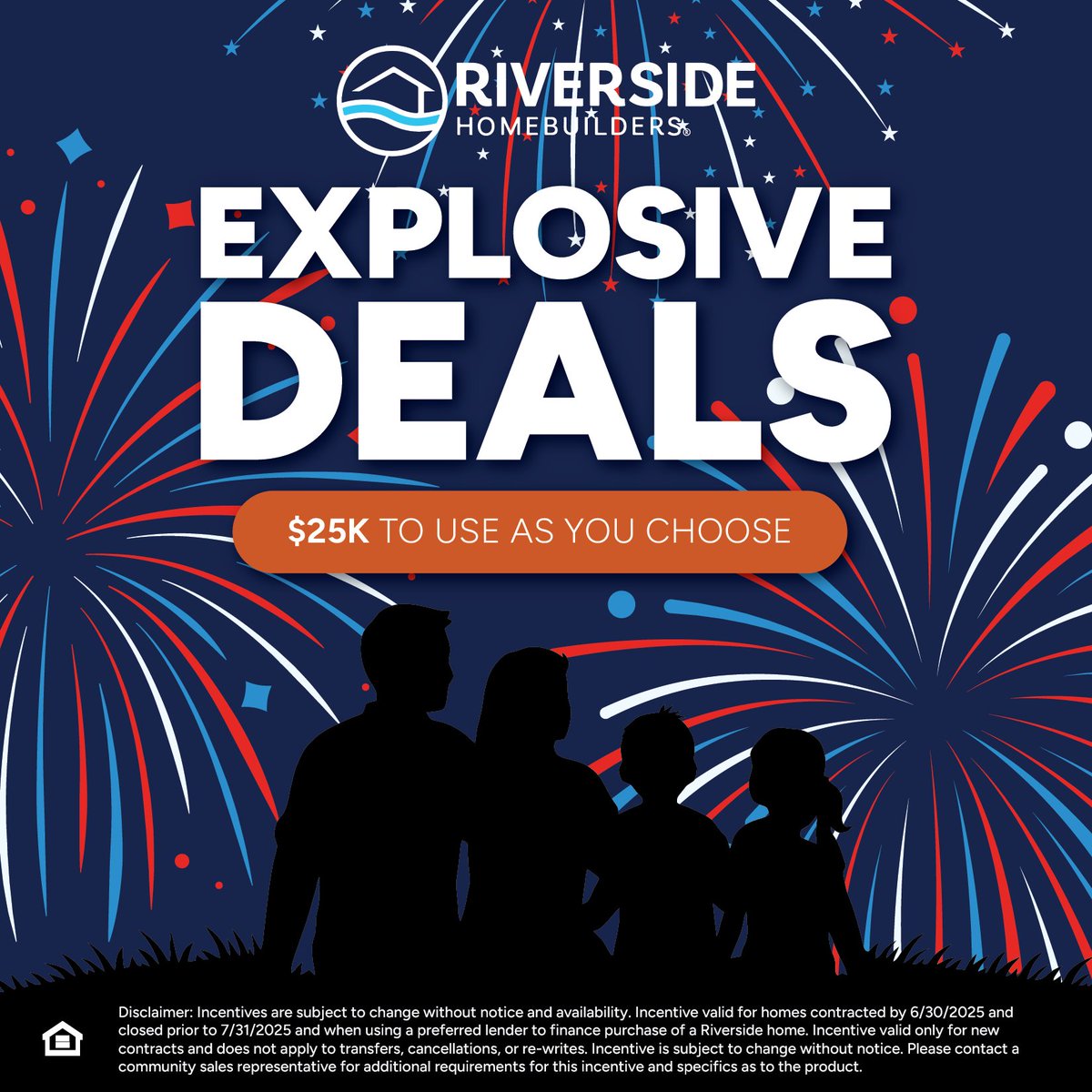 RSHomebuilder's tweet image. Last chance for explosive deals at Riverside Homebuilders!

Save up to $25,000 to use your way on a brand new Riverside home! Contracts must be signed by 7/31/25 and close by 8/31/25 when using a preferred lender.

Reach out to a community sales rep today! bit.ly/45gN7s8