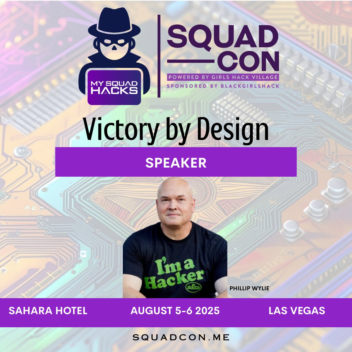 Pentester. Author. Educator. Phillip Wylie is bringing his blueprint for ethical hacking and career growth to SquadCon 2025.
🎟️ bgh.mobi/sctix
#SquadCon25 #victorybydesignx