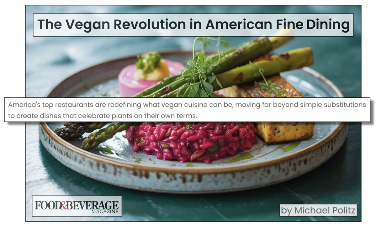 VegMediaWatch (@vegmediawatch) on Twitter photo In an in-depth article about "the Vegan Revolution in American Fine Dining," <a href="/FOODBEVERAGEMAG/">Food & Beverage Mag</a> profiles "must try" #vegan dishes at America's "top restaurants."
Among the stand outs are Rutabaga Fondue at Vedge in Philadelphia and King Oyster Mushroom Scallops at Plant Food & In an in-depth article about "the Vegan Revolution in American Fine Dining," <a href="/FOODBEVERAGEMAG/">Food & Beverage Mag</a> profiles "must try" #vegan dishes at America's "top restaurants."
Among the stand outs are Rutabaga Fondue at Vedge in Philadelphia and King Oyster Mushroom Scallops at Plant Food &