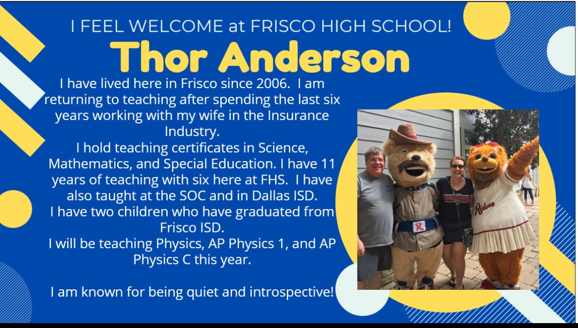 Frisco High School is lucky to have such talented new staff this year!