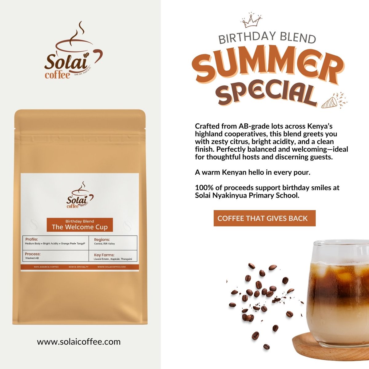 SolaiCoffee's tweet photo. 🎉 LIMITED DROP!

The Birthday Blends are LIVE.
4 unique Kenyan coffees. 1 mission: birthdays for kids in Solai.
🔥 First-come, first-served. When they’re gone, they’re gone.
👉 Shop now:https://t.co/WJXVkPY2Iz

#BirthdayBlend #LimitedEdition #kenyaspecialtycoffee #solaicoffee https://t.co/WDOTJnzfPT