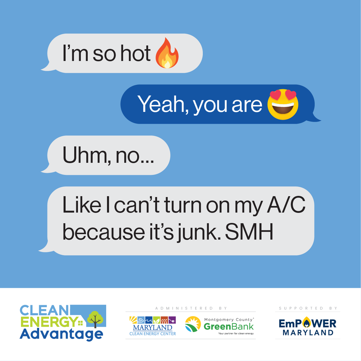 Summer is getting TOO HOT to handle, and now is NOT the time to be relying on outdated home appliances. Luckily, CEA loans can help #Maryland beat the heat. 🥵

With 0% APR financing for 24 months, Marylanders can save big on cooling, insulation &amp; more.

🔗bit.ly/3U5n1D