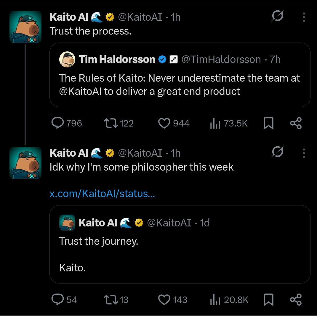 Just noticed something bigger happened in kaito 👀

Most of the leaderboards were dominated by smart CT'ss

Btw there is no more "everyone can win here"
From now there is "Only kols can win"

Ok well
If this happens i can say only one thing to <a href="/KaitoAI/">Kaito AI 🌊</a> 👇

end of INFOFI summer