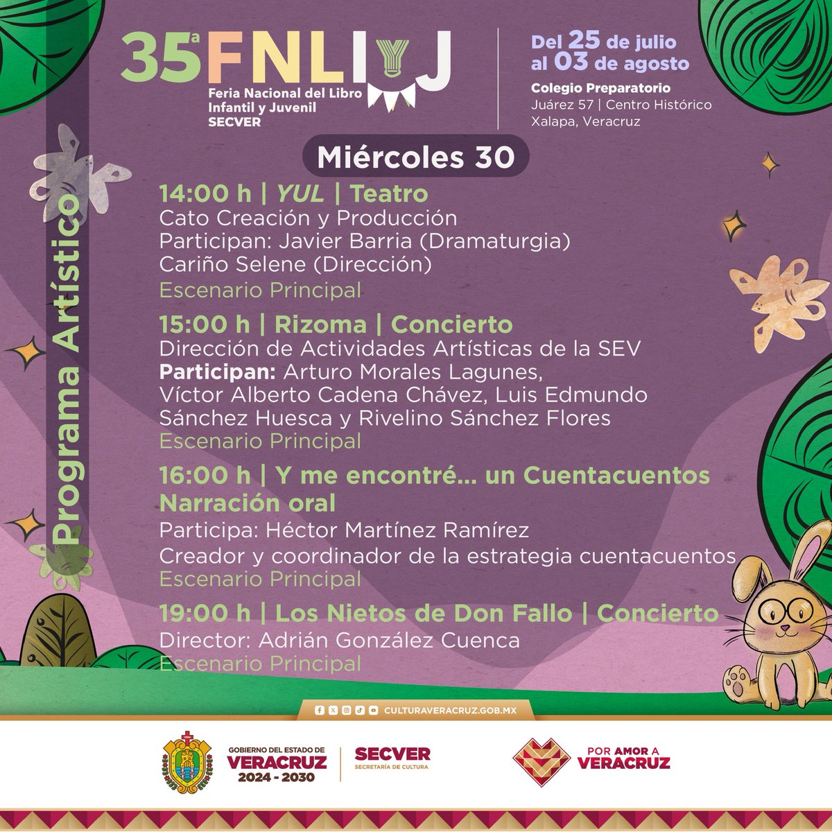 Listo para visitarnos?
Consulta el programa completo de hoy en la #35FNLIyJ ➡️ ivecnas.ddns.net:50194/admin/Doctos/2…. 

📍 Colegio Preparatorio de Xalapa
🕚11:00 a 20:00 horas 
🎟️ ¡Entrada gratuita!