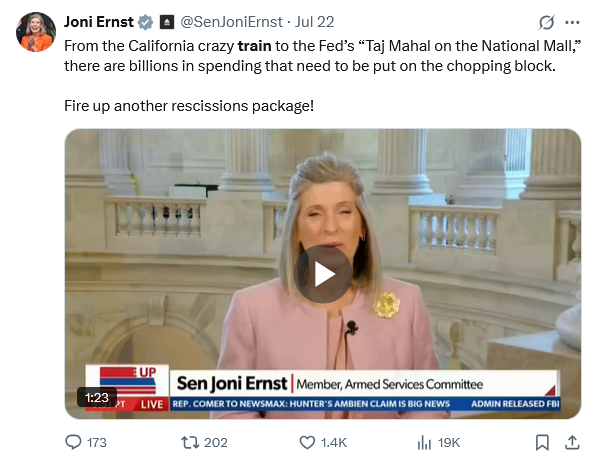 creditscoring's tweet photo. @SenJoniErnst @SenJoniErnstHq Corny.
YOU'RE A U.S. SENATOR. Stay out of advertising.
#n243254 #JoniErnst
#CACrazyGravyTrain
#falsestatements
#passengerrail
#CAGravyTrain
#CACrazyTrain
#47Tattooed
#SquealReel
#Mocketing
#SaveEarth
#IApolitics
#Midwest
#twangy
#hokey
#goofy
#corny
#nasal
#IA https://t.co/oQTquCaOcJ