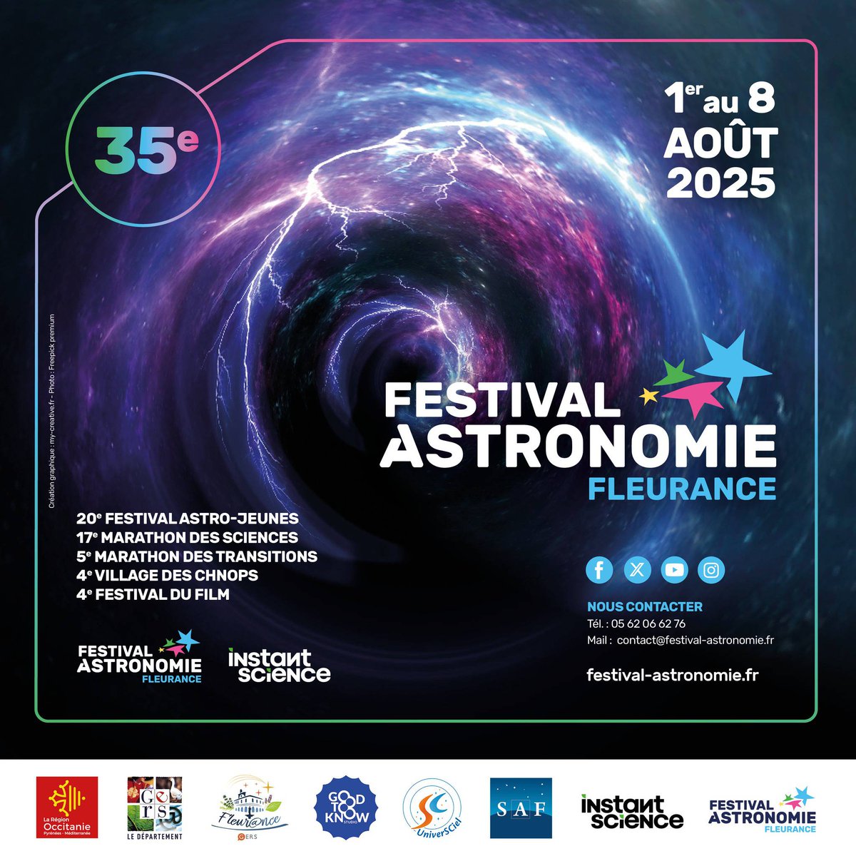Echosciences Occitanie (@echoscisud) on Twitter photo Lancement imminent pour le festival <a href="/AstroFleurance/">Festival d'Astronomie de Fleurance</a> 🚀
Conférences, ateliers et autres activités pour tous les âges et les niveaux de connaissances vous attendent dans le Gers !
Parcourez le programme : echosciences-sud.fr/evenements/35e… Lancement imminent pour le festival <a href="/AstroFleurance/">Festival d'Astronomie de Fleurance</a> 🚀
Conférences, ateliers et autres activités pour tous les âges et les niveaux de connaissances vous attendent dans le Gers !
Parcourez le programme : echosciences-sud.fr/evenements/35e…