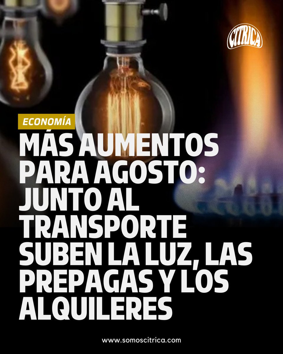 💸 Agosto llega con aumentos:
🚌 Colectivos CABA a $506
🚇 Subte a $1032
💡 Luz +2%
🔥 Gas +2,8%
🚰 Agua +1%
🏥 Prepagas +1,95%
🏠 Alquileres +121%
⛽ Combustibles con más subas
Todo sube, menos tu sueldo. 📉
📲 Leé más en somoscitrica.com
#Aumentos #Inflación #Tarifazo