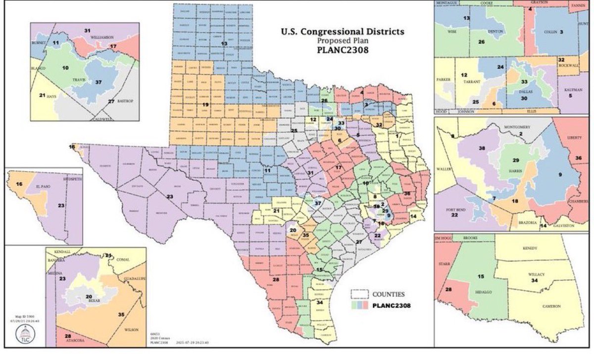 🚨 Texas just showed their hand. The new 2026 redistricting map is out, and it’s not just a tweak. It’s a surgical strike.

GOP is grabbing +5 House seats in one state. Just like that.

They’re rushing to lock it in before the midterms, because even one more seat could decide if
