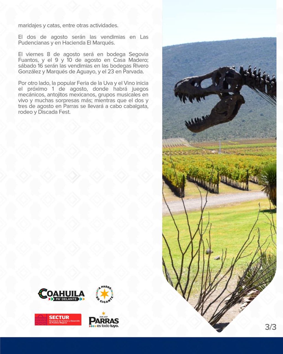 Tiene Parras la magia para disfrutar este verano.

#CoahuilaPaDelante #APasosDeGigante
<a href="/manolojim/">Manolo Jiménez Salinas</a> 
<a href="/SeTurCoah/">Secretaría de Turismo y Pueblos Mágicos Coahuila</a>
