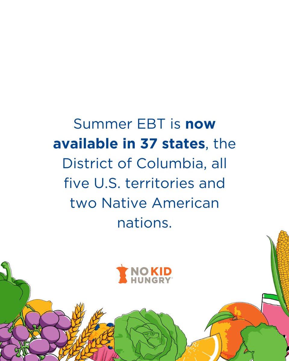 No Kid Hungry (@nokidhungry) on Twitter photo Summer EBT gives families with kids an additional $120 per eligible kid for food during the summer. This supplemental support helps families stretch their food budget while school is out. Visit bit.ly/3Z2SxED to learn more and check eligibility! 🛒 Summer EBT gives families with kids an additional $120 per eligible kid for food during the summer. This supplemental support helps families stretch their food budget while school is out. Visit bit.ly/3Z2SxED to learn more and check eligibility! 🛒