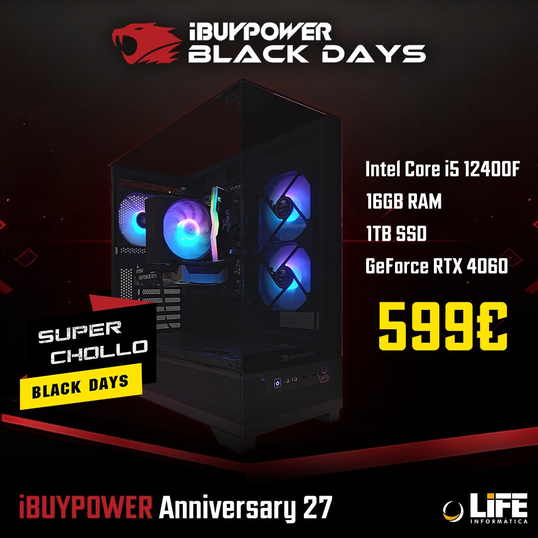 lifeinformatica's tweet image. ❗DESCUBRE el SÚPER CHOLLO❗ de los Black Days de @iBUYPOWER_spain.

Hazte con este PC iBUYPOWER a un SÚPER PRECIO y DESPIERTA TU PODER.
👉lc.cx/jdYU79

#ibuypower #LIFEinformatica #BlackDays
