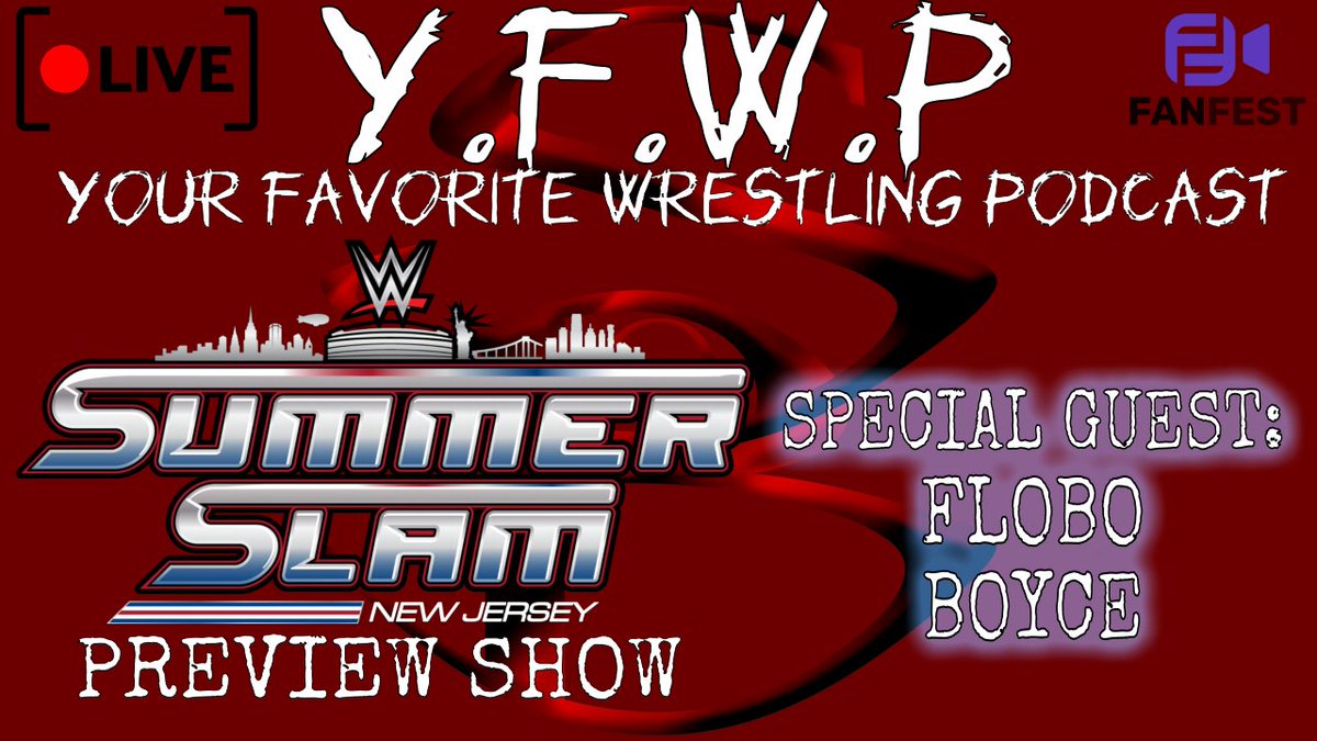 shadesofbluenw's tweet photo. 'Your Favorite Wrestling Podcast' SummerSlam preview tonight at 8p CT / 9p ET LIVE on @FanFestVip
 
Special guest @floboboyce joins YFWP to give his thoughts and picks for this weekend's PLE

Link to show: https://t.co/LCTHGWCi4c https://t.co/dHwWnAhTVd