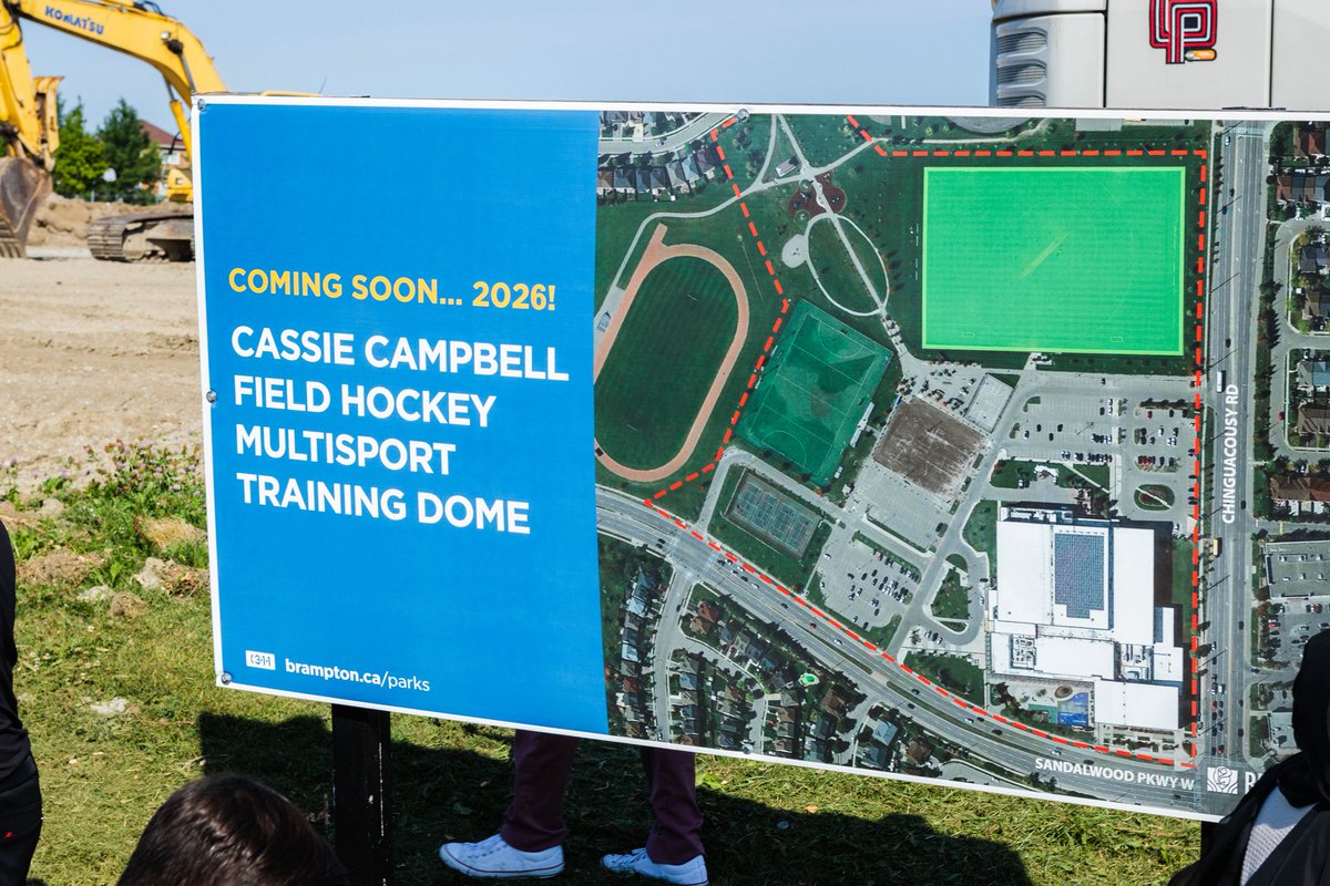 Exciting things are happening at 1050 Sandalwood Parkway West! 👏
 
Today, the City officially broke ground on the Cassie Campbell Field Hockey Multisport Training Dome!
 
Coming in 2026:
• Pro-level turf for field hockey 🏑
• Cricket and baseball batting cages 🏏⚾️
• A