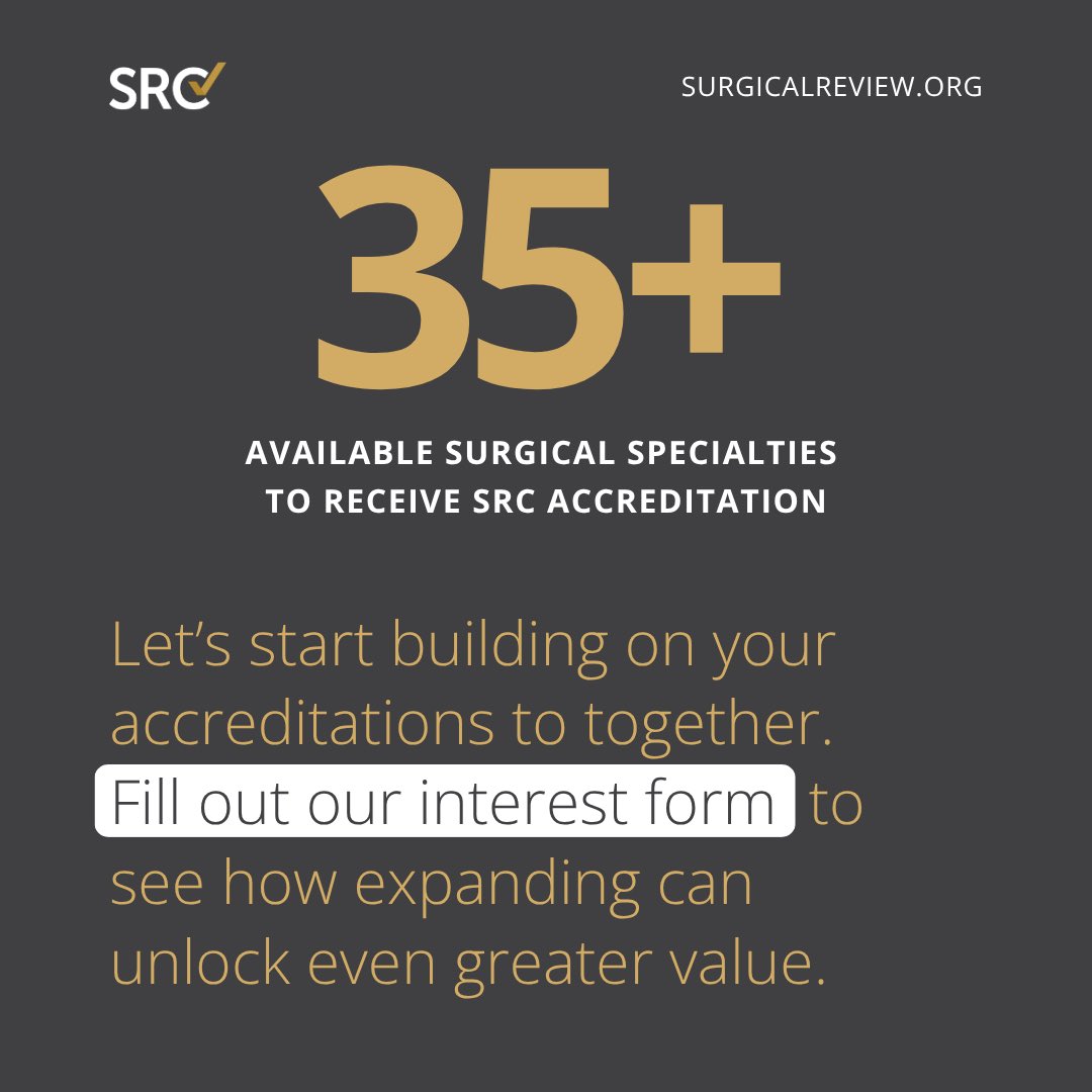 When your facility or network earns SRC accreditations across multiple service lines, the impact expands. Each accreditation strengthens your commitment to quality and safety.
 
Fill out our Interest Form (bit.ly/4jVaiyO) to explore expanding your accreditations