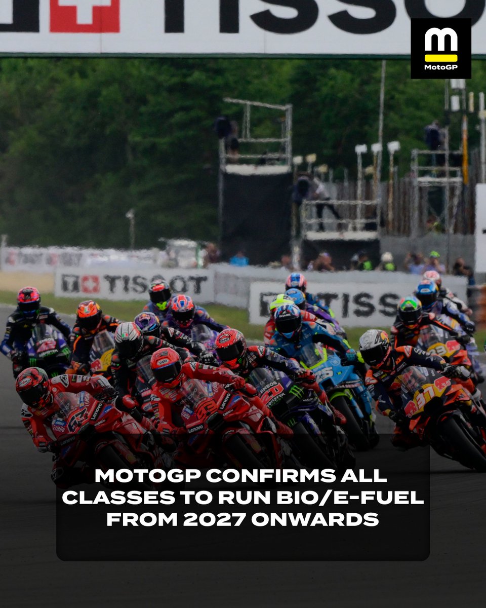 🚨 News: #MotoGP confirms that all classes of the sport will be running on renewable sources of fuel from 2027 onwards.