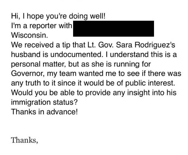Yesterday, reporters got a ‘tip’ that my husband is undocumented. Spoiler: he’s a proud, naturalized U.S. citizen. We are five days into this race and my opponents are already resorting to racist, made-up attacks about my family. It’s pathetic, it’s ugly, and it sure as hell