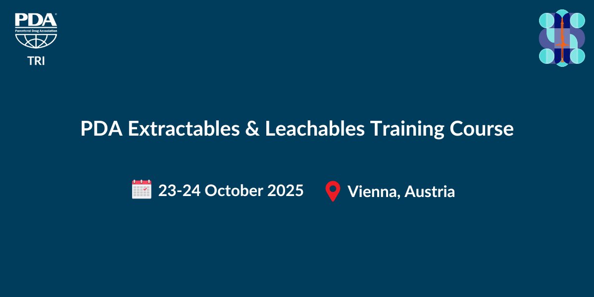 PDA (@pdaonline) on Twitter photo Stay ahead of evolving regulations. Join the PDA Extractables and Leachables Training Course in Vienna on 23–24 Oct 2025 to dive deep into material science, analytical strategies, and safety assessments for parenteral drug products.
🔗hubs.ly/Q03ztnBv0
#PDAtraining Stay ahead of evolving regulations. Join the PDA Extractables and Leachables Training Course in Vienna on 23–24 Oct 2025 to dive deep into material science, analytical strategies, and safety assessments for parenteral drug products.
🔗hubs.ly/Q03ztnBv0
#PDAtraining