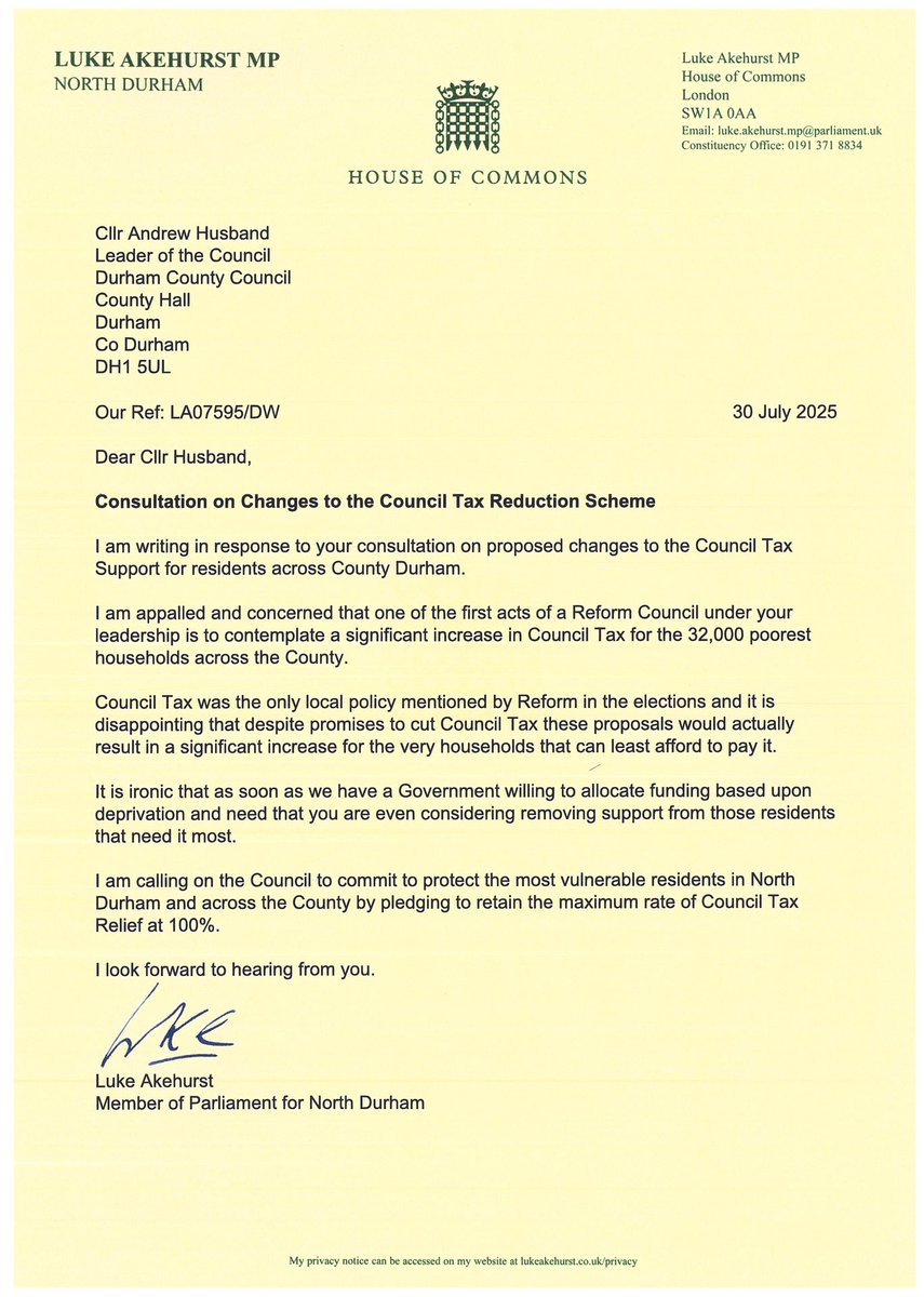 Reform UK being called out on plans to increase council tax in Durham.