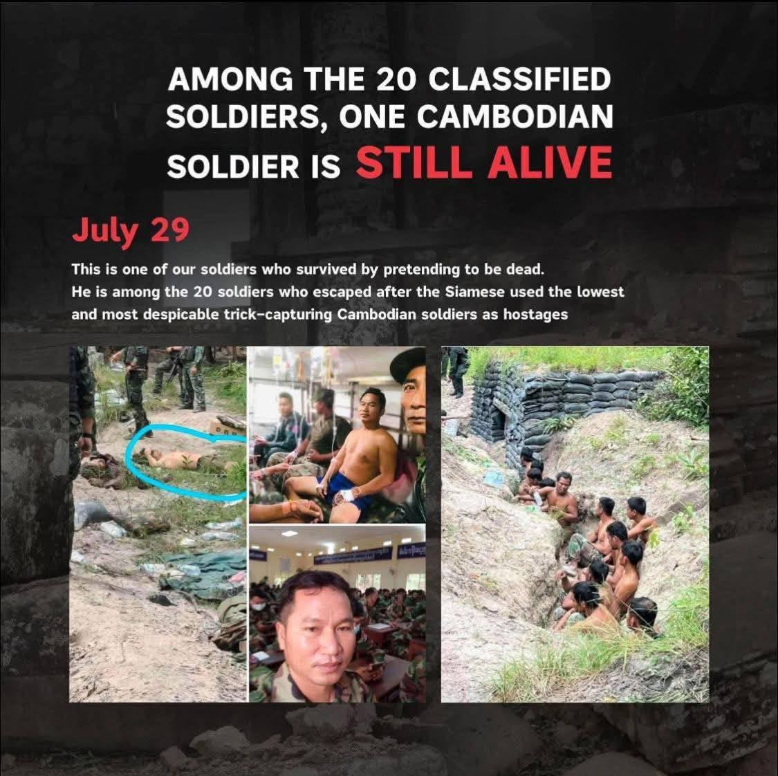 sreyda26975826's tweet photo. 𝐑𝐄𝐋𝐄𝐀𝐒𝐄 𝐂𝐀𝐌𝐁𝐎𝐃𝐈𝐀𝐍 𝐒𝐎𝐋𝐃𝐈𝐄𝐑𝐒
Thailand has violated the ceasefire agreement by arresting 20 Cambodian soldiers under the pretense of inviting them to shake hands and take group photos. 

#ReleaseCambodianSoldiers 
#ExposeThailandLies https://t.co/1Xrv4cx54c