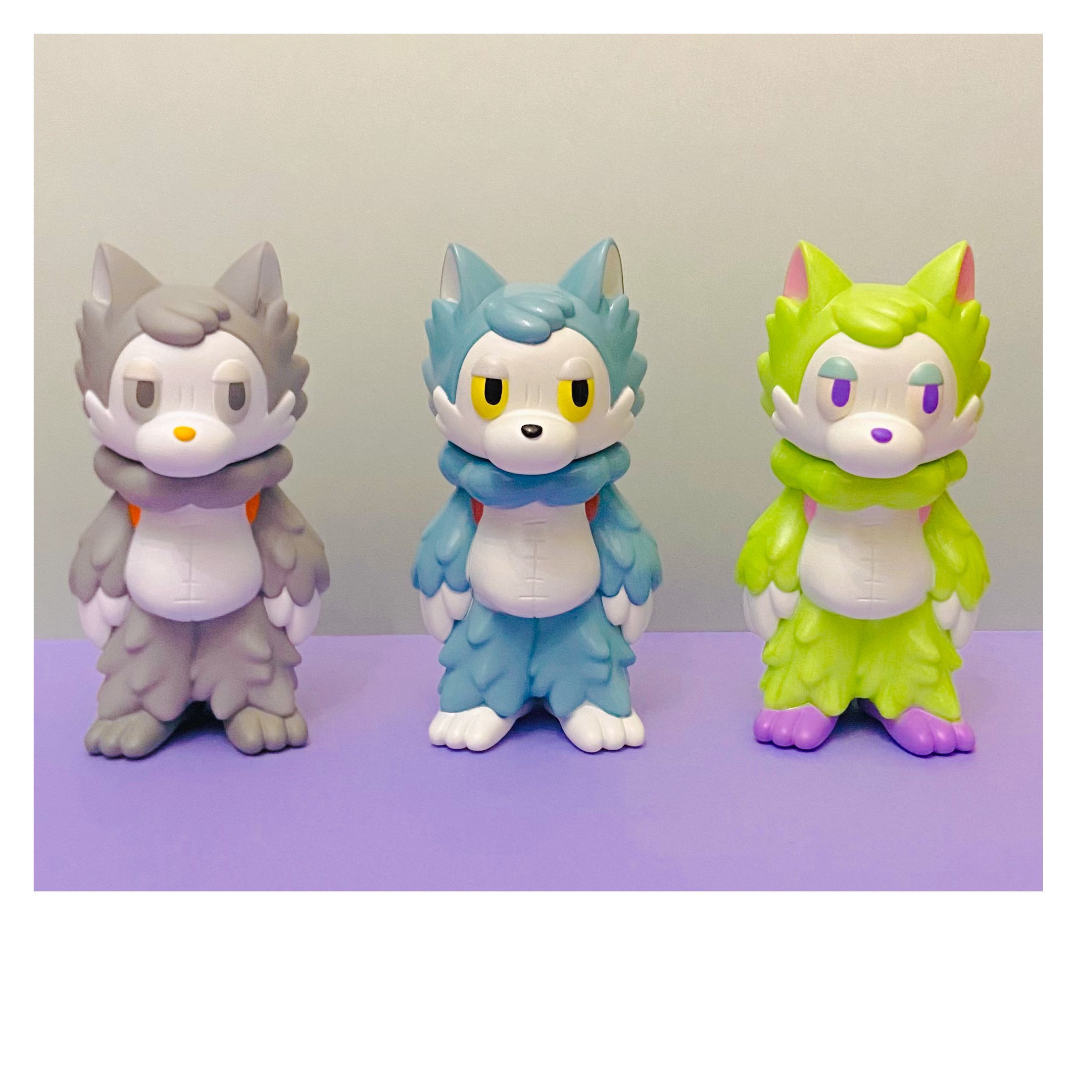 OFFICE GRAY他3種類セットおおかみくん あらいきりこ　ソフビ　新品 あらいきりこ おおかみくん MILKY LIME & OFFICE GRAY 2体セット