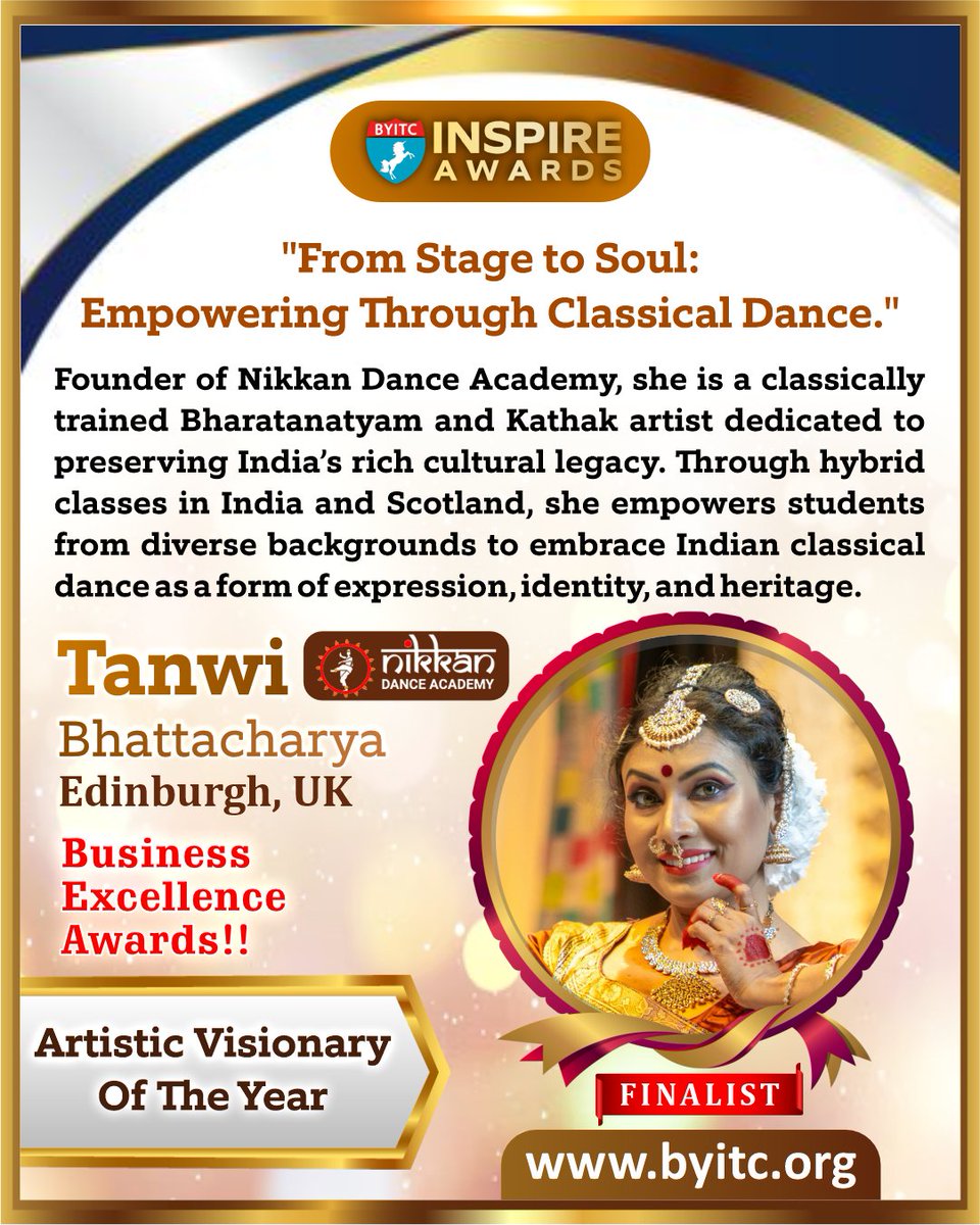 BYITC Business Excellence Awards 2025 Finalist Announcement

Learn more about the BYITC Business Excellence Awards 2025:

byitc.org/business-excel…

#BYITC
#Supermaths
#ArtisticVisionary
#Creativity
#Dance
#BharatanatyamAndKathak