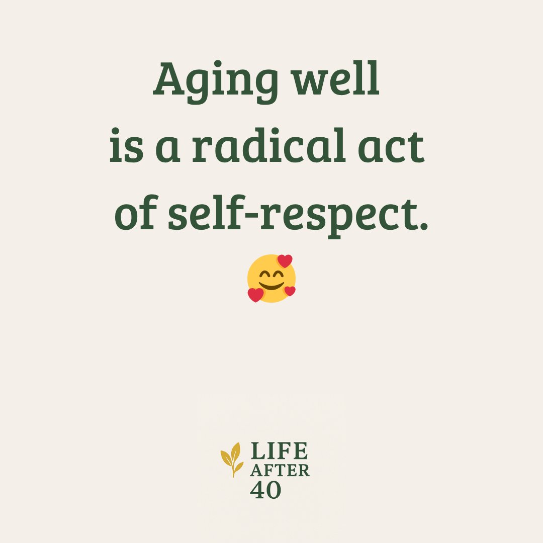 happier40after's tweet photo. Aging well = a radical act of self-respect.

Normalize boundaries, not burnout.

#LifeAfter40 #MidlifeHealth #HealthyLiving #healthylifestyle #HealthyHabits https://t.co/fILKzK4eKZ