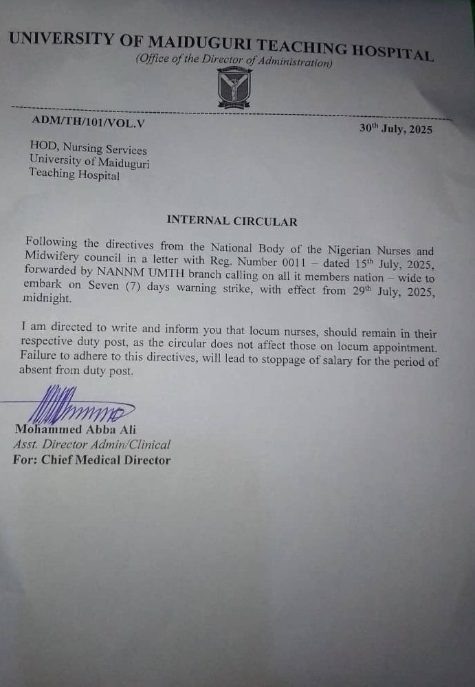 Dear <a href="/ICNurses/">ICN</a>, even a single tweet of solidarity with Nigerian nurses would mean the world right now. 

Locum nurses at the University of Maiduguri Teaching Hospital are being ordered to stay on duty under threat of withheld salaries from the CMD. Silence empowers exploitation.