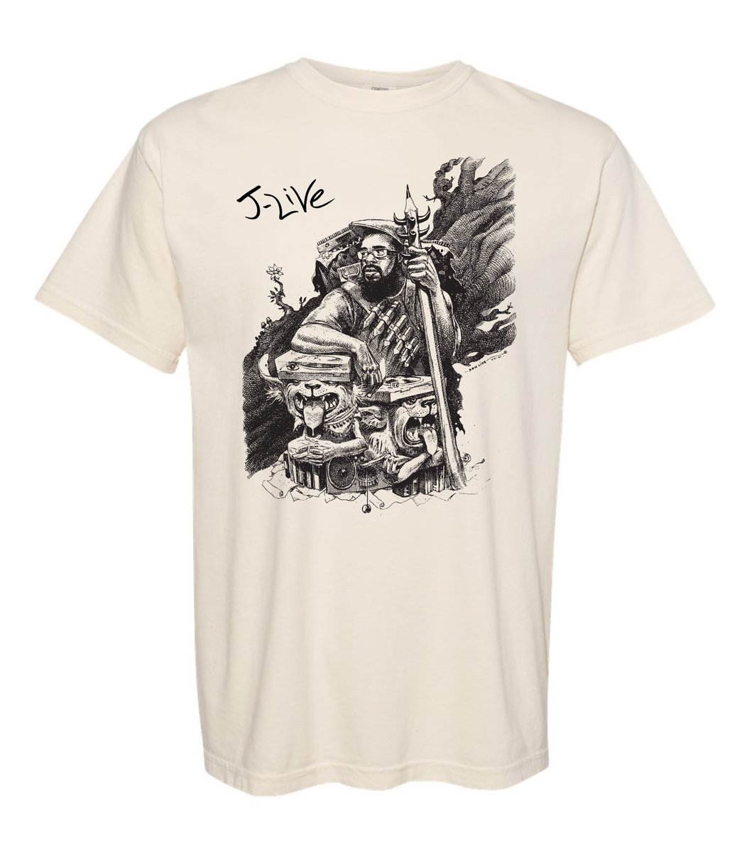 New merch alert! The black J-Live Dan Lish design T Shirt is now availbale online! Cream back in stock as well. realjlive.bigcartel.com