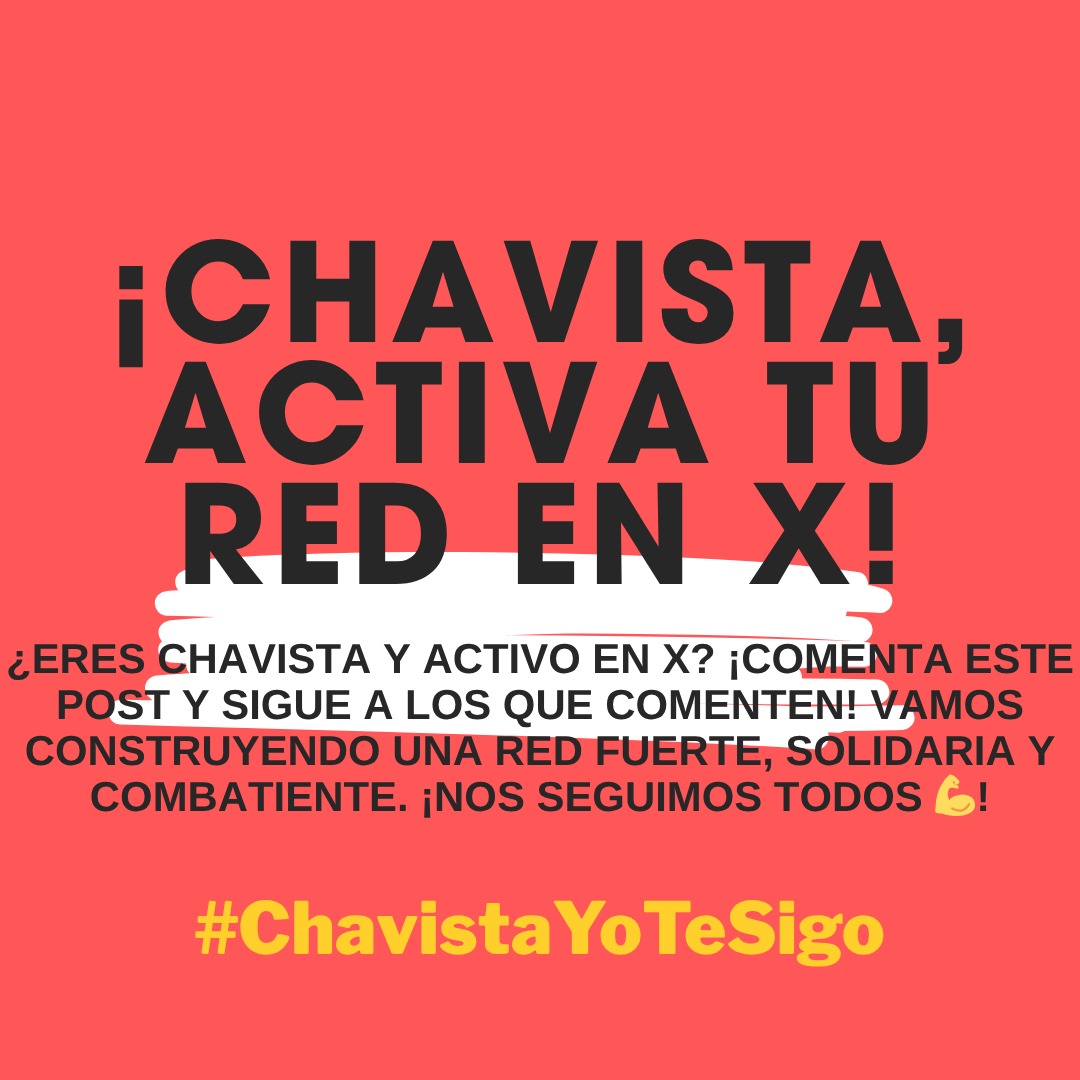 💥 ¡Camaradas, la revolución no se detiene! 🚀 Sígueme, sigamos a más y usemos #ChavistaYoTeSigo para que nuestra red sea imparable. ¡Pa’lante! 🔥

<a href="/UnleashDracarys/">Dracarys</a>
<a href="/DONKANDAVILA/">DONKAN DAVILA</a> 
<a href="/LaBunkeB/">Thania la Merideñita</a> 
<a href="/adelso_car/">Adelso Carvajal</a>
<a href="/AnaGPinto1/">Ana G Pinto</a>