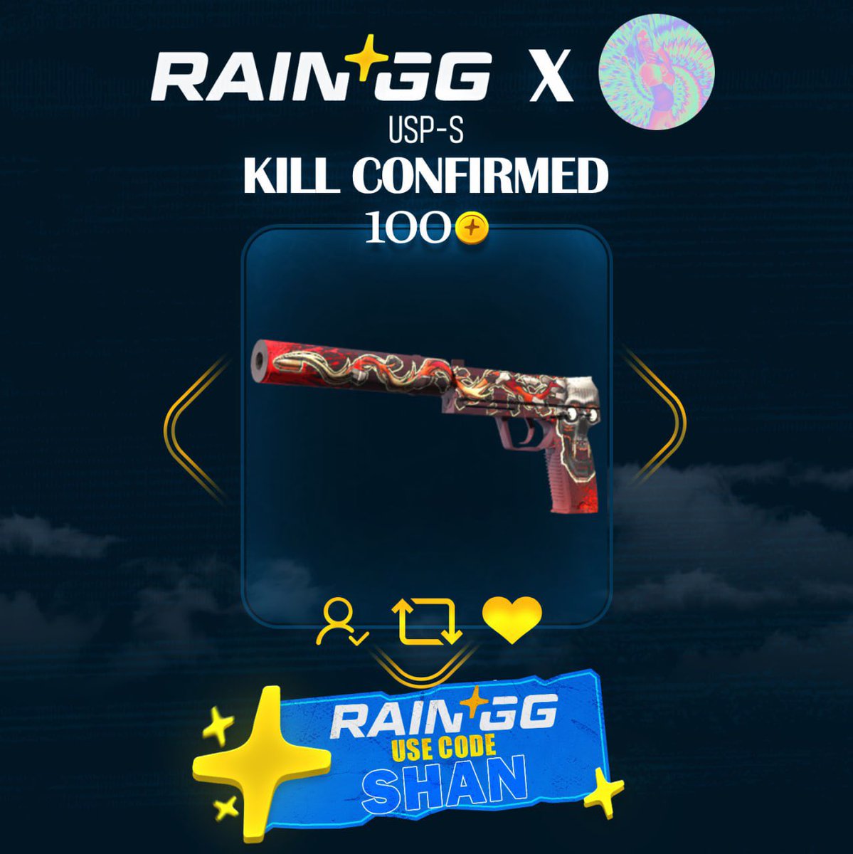 ✨100 Coin Kill Confirmed Giveaway✨

☔️Follow <a href="/raindotgg/">Rain.gg</a> &amp; me 
☔️Drop RAIN ID
☔️Like &amp; Rt    Tag 2 

✨Rolls in 7 Days Goodluck 💛