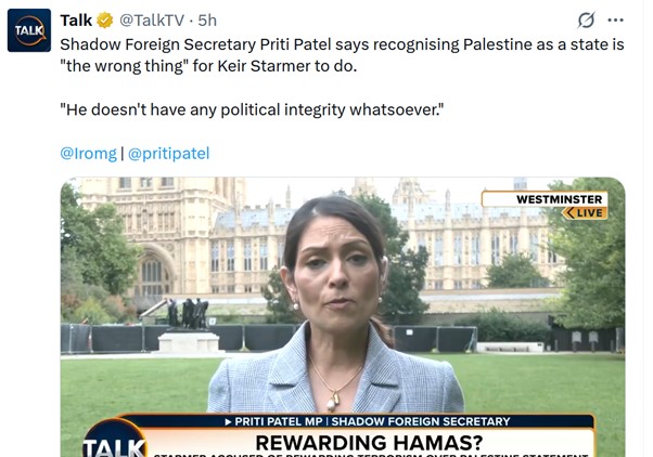 Who better to lecture people about political integrity than the woman who was sacked for having 14 meetings with senior Israeli figures while on holiday then lying about it , then sacked again for bullying.