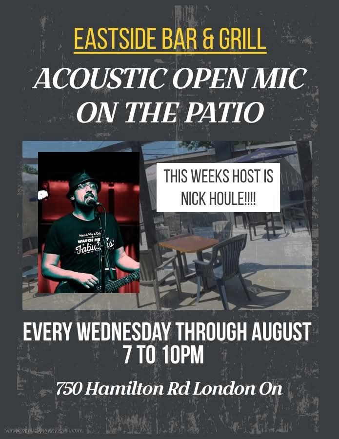 Come out and join us on the patio this evening for another great Acoustic Open Mic! This week's guest host is NICK HOULE!! So bring your guitars and come play some tunes! 7 to 10pm. #livemusic #londonontario #acousticguitar #openmic #acoustic #patio