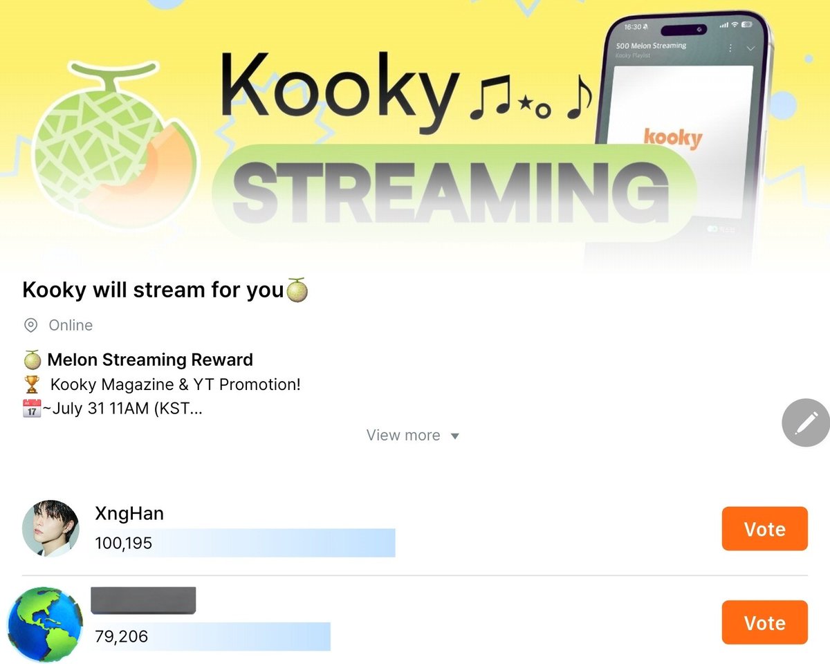 Melon Streaming Rewards poll will be closed in less than 12 hours!

Keep collecting and dropping kookys wisely from time to time. We must win this poll but please remember we still have one poll remaining

🔗Link: kookyapp.page.link/SzNi