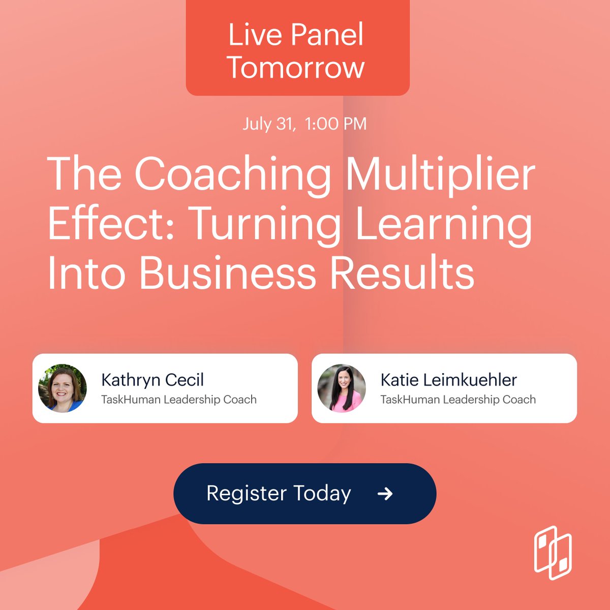 taskhuman's tweet image. 🚨 Tomorrow! Join us for a live panel on The Coaching Multiplier Effect: Turning Learning Into Business Results.

 Register here to join us tomorrow! hubs.li/Q03wHDvQ0 

#TaskHuman #LearningAndDevelopment #Webinar #ContinuousLearning #EmployeeDevelopment #CoachingThatWorks