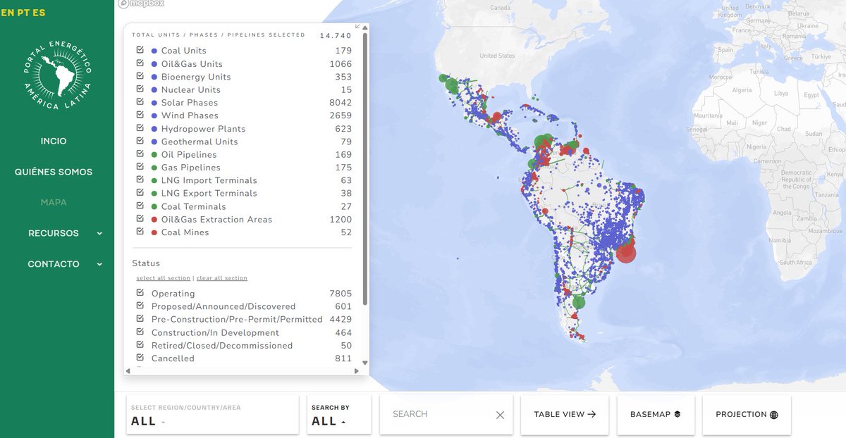 Para los que les gusta mirar la energía en Sudamerica: 
El Portal Energético para América Latina es un proyecto colaborativo desarrollado por una comunidad internacional de personas que se preocupan por la energía y el medioambiente y quieren garantizar que los datos precisos,