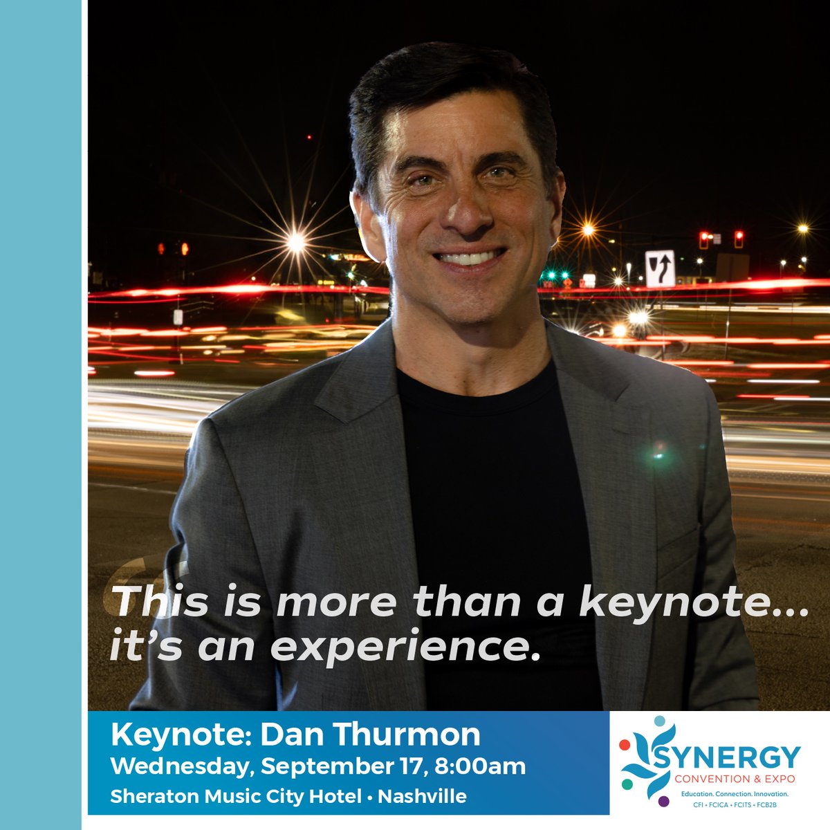 Join us in Nashville for The Synergy Convention and Expo. We are going to kick off in high gear with acclaimed speaker and bestselling author Dan Thurmon. 

Register now. Early Bird Registration ends August 1st! You are not going to want to miss this! tinyurl.com/4cahctce
