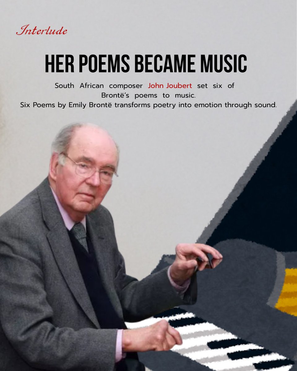 interludeHK's tweet image. John Joubert gave voice to Emily Brontë’s poetry.
Stormy emotions now echo through music.
Read more: tinyurl.com/4zs3cy4x
#EmilyBrontë #JohnJoubert #PoetryInMusic #WutheringHeights