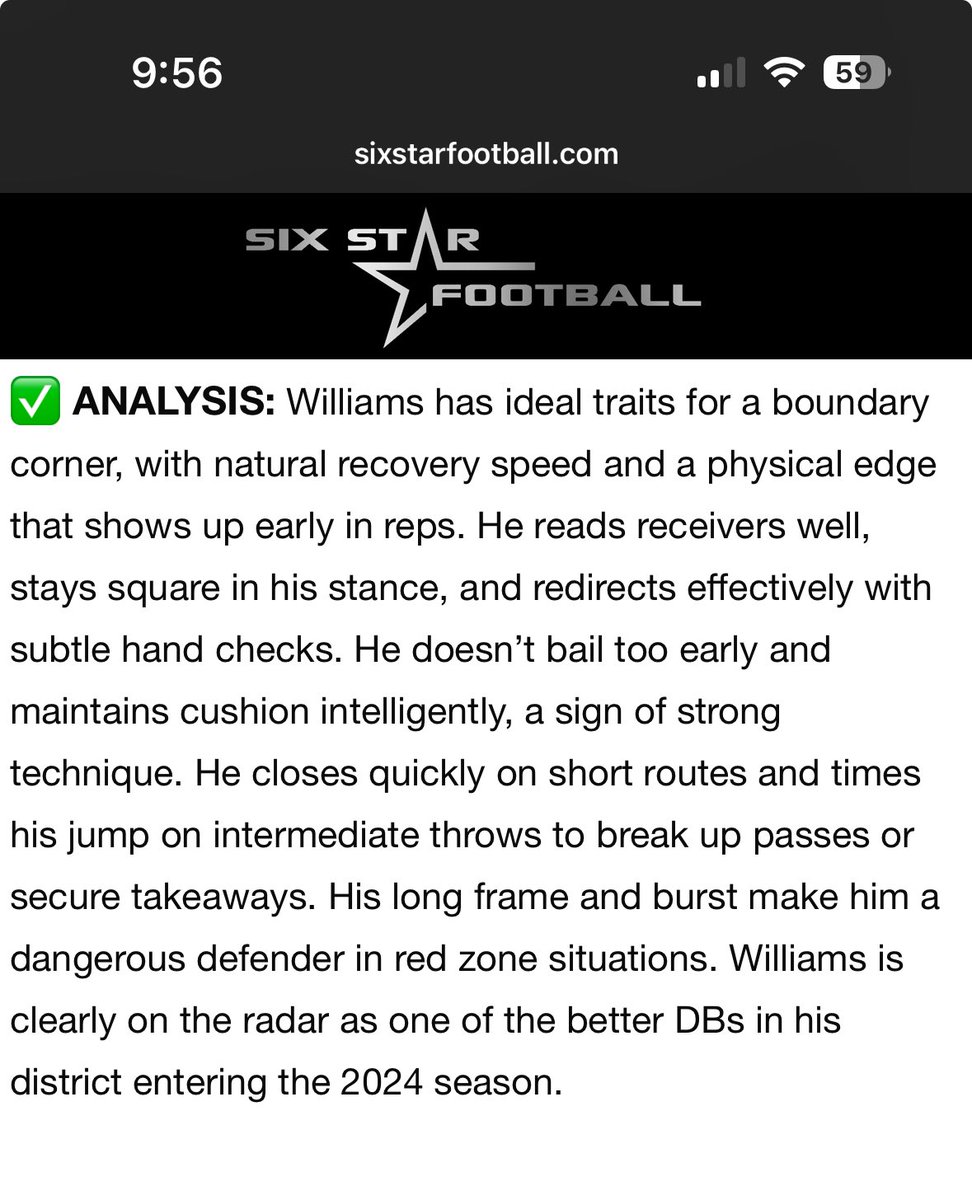 Derrick Williams Jr (@d_wi11iams_jr) on Twitter photo Thank you again <a href="/sixstarfootball/">Six Star Football | PLUS+</a> for the right up!! Definitely making waves on both sides of the ball!!!!
Canβt wait for the season to start!!!
<a href="/ClemensBuffsFB/">Clemens Football</a> <a href="/Coach_AHill/">Alan Hill</a> <a href="/Greedy_Elite/">Elite House</a> <a href="/TheCompoundSatx/">Coach Bam</a> <a href="/BDammone/">Along The Wire</a> <a href="/2MGE_/">ππ πΎπ£ππππ£π π πΌπ§πππ¦ππ₯ππ ππ€</a> <a href="/dctf/">Dave Campbell's β TexasFootball.com</a> <a href="/MikeM_Scout/">ππππ ππ π£π£ππ€ ππ£</a> <a href="/Greedy_Whit/">Carl Whitley</a> Thank you again <a href="/sixstarfootball/">Six Star Football | PLUS+</a> for the right up!! Definitely making waves on both sides of the ball!!!!
Canβt wait for the season to start!!!
<a href="/ClemensBuffsFB/">Clemens Football</a> <a href="/Coach_AHill/">Alan Hill</a> <a href="/Greedy_Elite/">Elite House</a> <a href="/TheCompoundSatx/">Coach Bam</a> <a href="/BDammone/">Along The Wire</a> <a href="/2MGE_/">ππ πΎπ£ππππ£π π πΌπ§πππ¦ππ₯ππ ππ€</a> <a href="/dctf/">Dave Campbell's β TexasFootball.com</a> <a href="/MikeM_Scout/">ππππ ππ π£π£ππ€ ππ£</a> <a href="/Greedy_Whit/">Carl Whitley</a>
