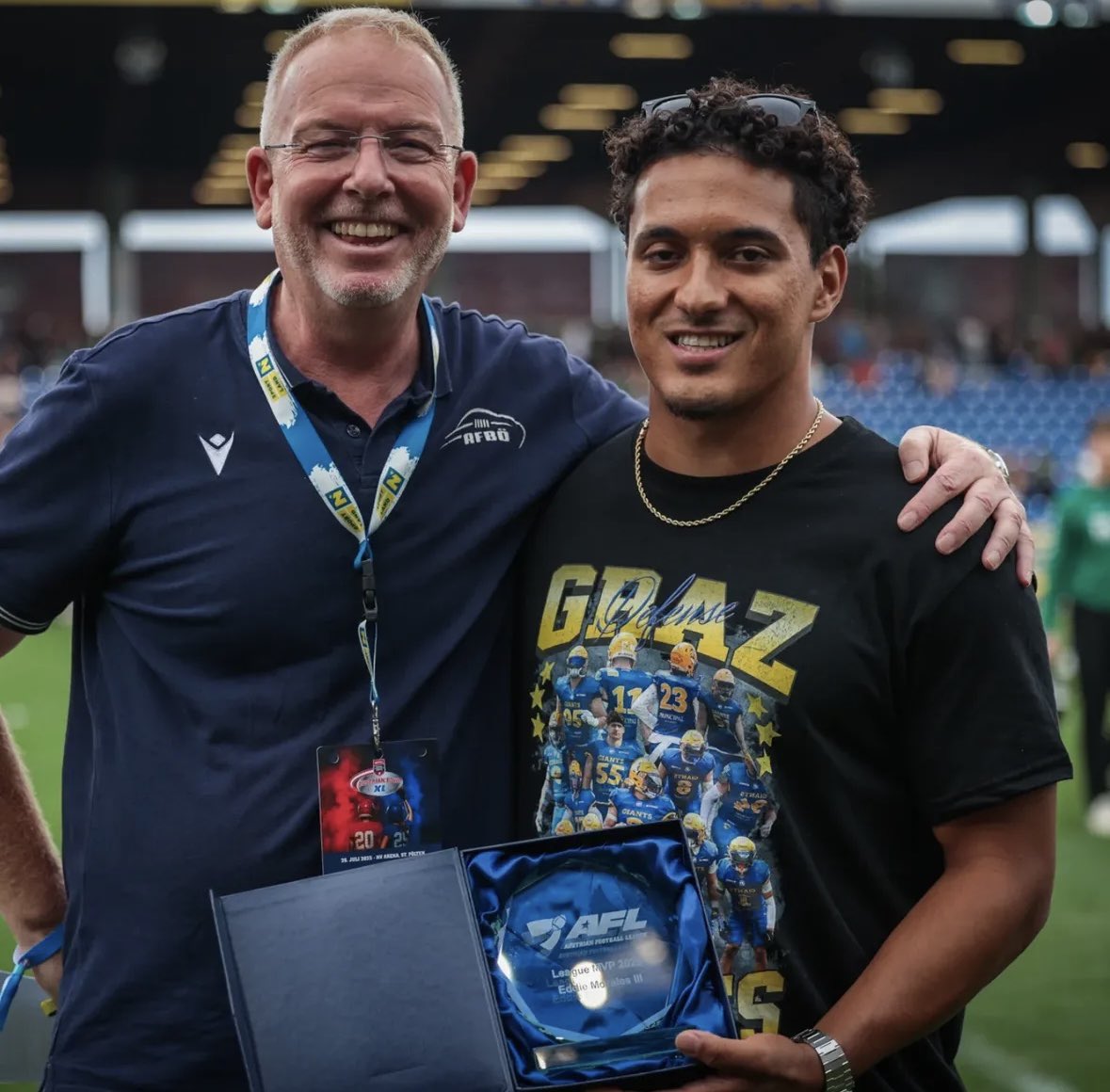 <a href="/moraleseddie3/">Edwin Morales III</a> S/O and Congrats to my guy Eddie Morales for winning the MVP award for the Austrian Football League!! <a href="/GrazGiants/">Graz Giants</a>