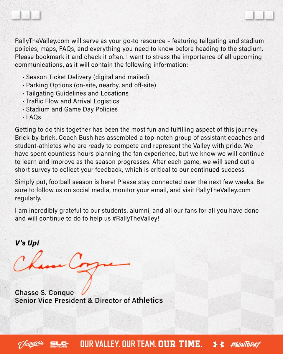 A letter from <a href="/ChasseConque/">Chasse Conque</a> ✌️

#UTRGV #RallyTheValley