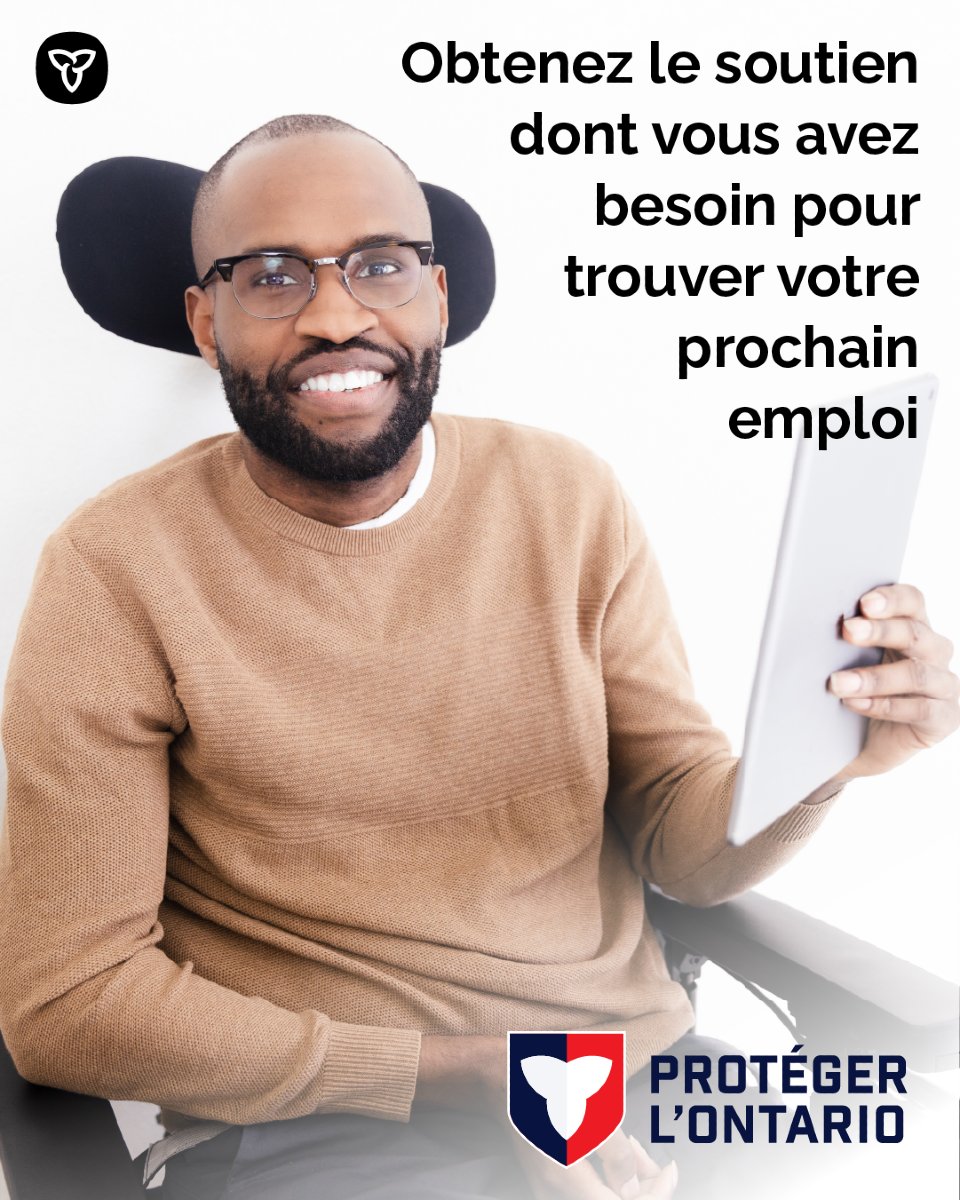 Chaque jour, des Ontariens et Ontariennes handicapés trouvent un emploi grâce aux fournisseurs de services de soutien de l’emploi. 

Pour commencer une recherche: 

ontario.ca/fr/page/soutie…