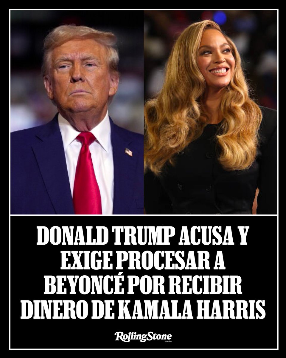 Donald Trump ha pedido investigar a Beyoncé por haber recibido dinero de Kamala Harris. El mandatario dice que la artista habría recibido 11 millones de dólares, lo cual es completamente falso. Entérate aquí. 👇 

es.rollingstone.com/donald-trump-a… 

#RollingStoneEnEspañol #Noticias