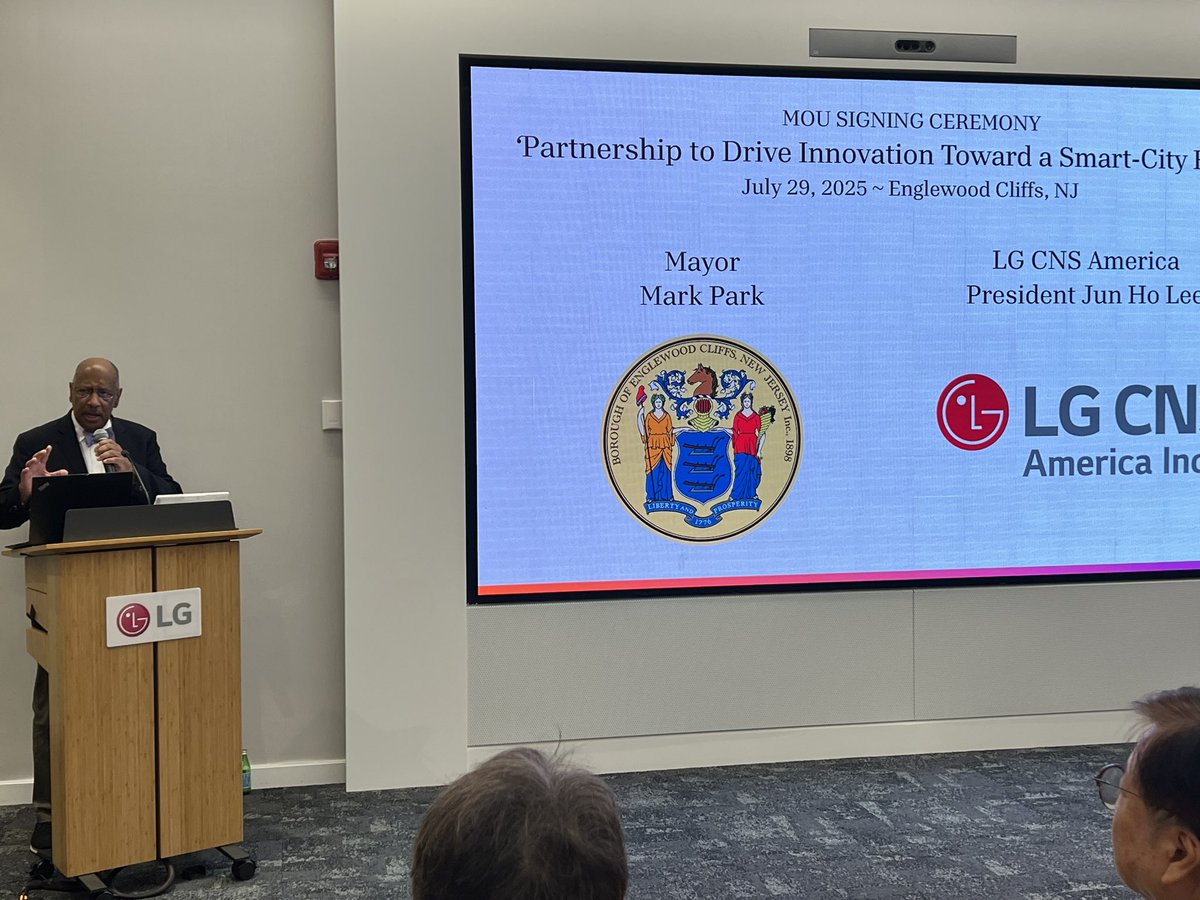 It was an exciting day for Englewood Cliffs yesterday as Mayor Park solidified a partnership with <a href="/LGUS/">LG Electronics</a>, taking the first step towards creating an Innovation District in the borough, which aims to bring emerging technologies &amp; workforce training into the heart of the community.