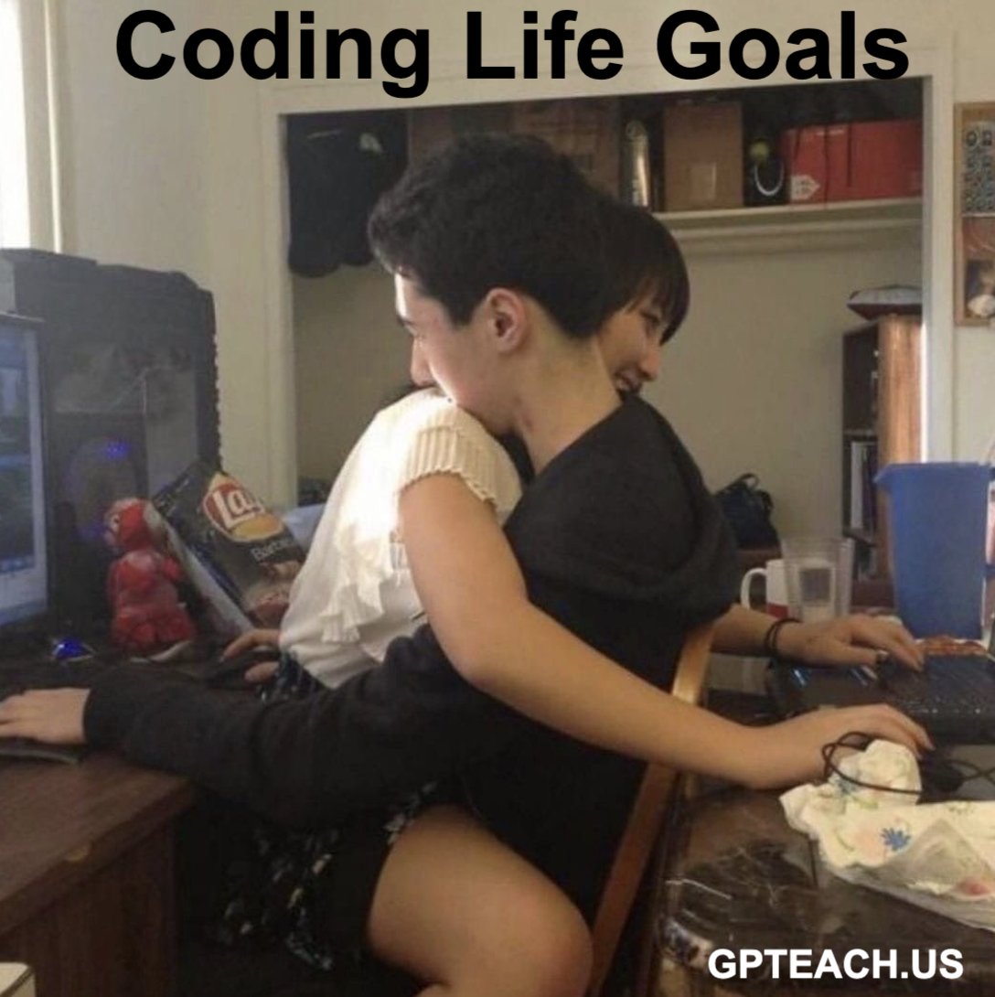 gpteach_us's tweet image. Life goals studying how to code: