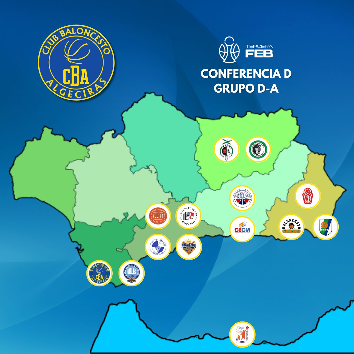 🗺️ | Ya tenemos nuestros compañeros de viaje para este curso.

👉 Jugaremos en el Grupo D-A junto a <a href="/ULBLALINEA/">Club ULB</a>, <a href="/CBMarbella1/">𝐂𝐥𝐮𝐛 𝐁𝐚𝐥𝐨𝐧𝐜𝐞𝐬𝐭𝐨 𝐌𝐚𝐫𝐛𝐞𝐥𝐥𝐚 🏀</a>, <a href="/CBNovaschool/">CB Novaschool</a>, <a href="/cbsalliver/">SALLIVER FUENGIROLA</a>, <a href="/cd_elpinar/">CD Colegio El Pinar</a>, <a href="/JaenFSbasket/">Jaén Paraíso Interior FS Baloncesto</a>, <a href="/CBAndujar/">Club Baloncesto Andújar</a>, <a href="/MurgiBaloncesto/">Baloncesto Murgi</a>, <a href="/cbalmeria/">CB Almería</a>, <a href="/CAMESoler/">Melilla Ciudad del Deporte Enrique Soler</a>, <a href="/CB_LaZubia/">TU SUPER CB LA ZUBIA</a>, <a href="/cbcostamotril/">CB COSTA MOTRIL</a> y Tíjola.

👋👋