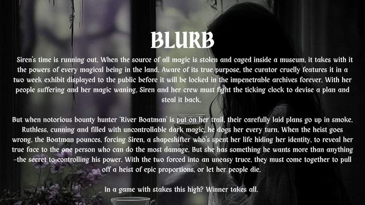 A Venetian-inspired 'Mr &amp; Mrs Smith' where a shapeshifting conwoman must outwit a ruthless bounty hunter to steal the source of magic and save her people

🔥Enemies-to-lovers
🔥Heists
🔥Everyone is morally grey
🔥Spicy slow burn

#Agentsguide #Questpit #A #F